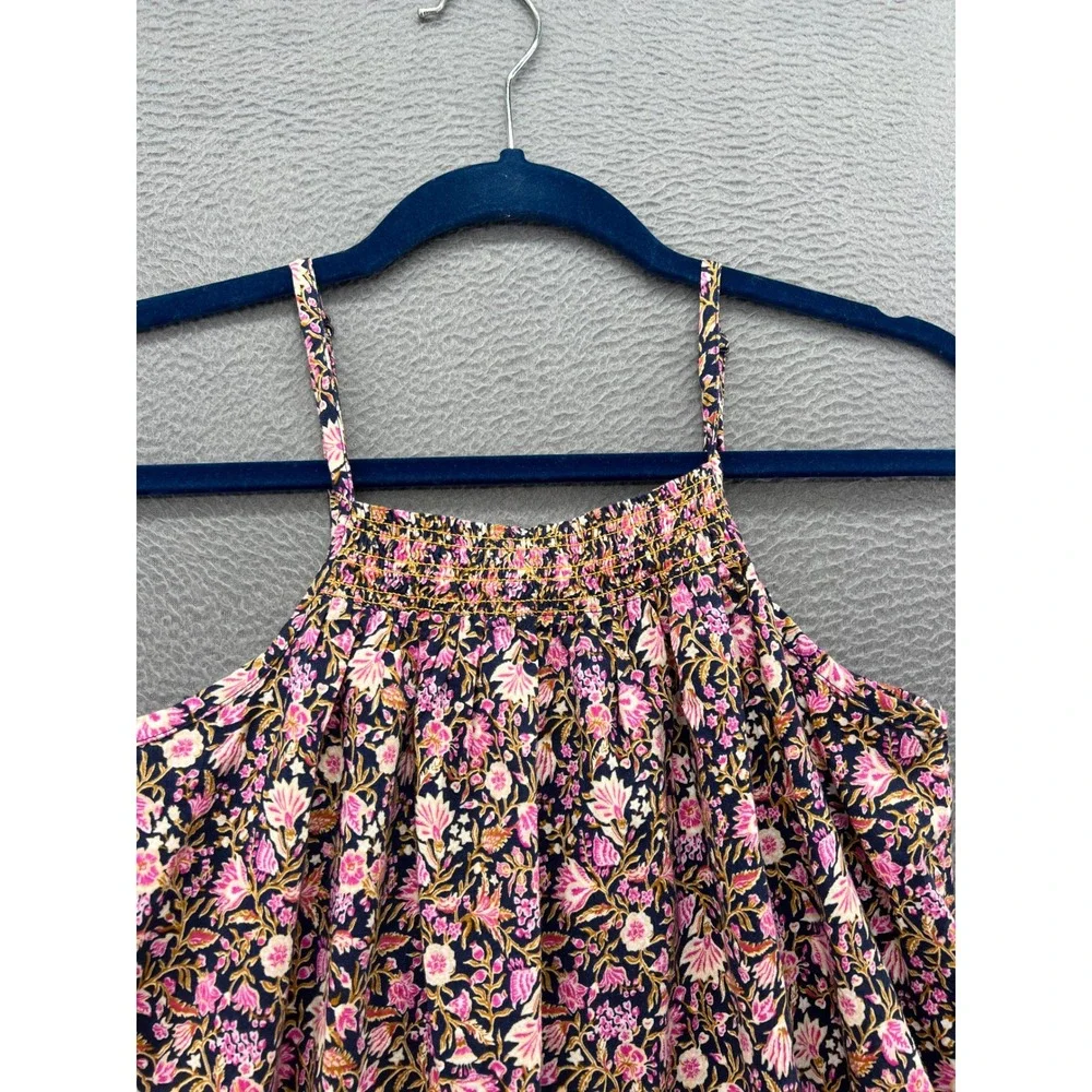 Old Navy Dress Girls Size L 10-12 Floral Tiered Dress Pink Navy Blue Smocked NEW